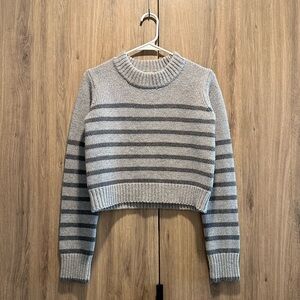 La Ligne Gray Striped Crew Neck Sweater